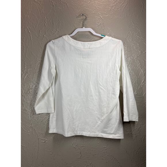 Ruby Rd Womens 3/4 Sleeve White Pullover Beaded Neck Wearable Art Size Medium - Picture 2 of 4